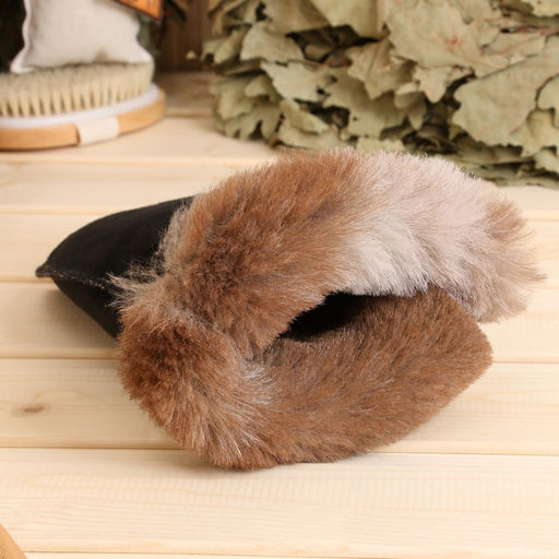 Рукавица банная из овчины, черная - Simaland фото 3