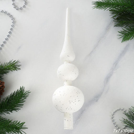 Верхушка на елку Пика 30 см белая / ZAF210140 /уп 100/220/