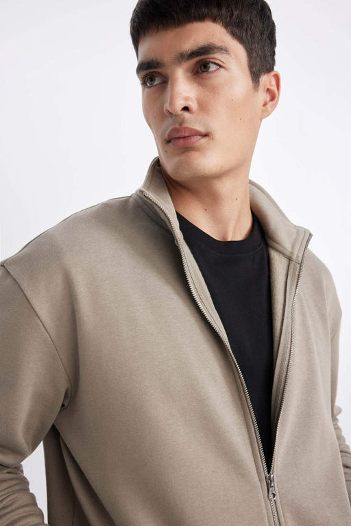 Толстовка Comfort Fit с воротником-стойкой на молнии - Defacto фото 4