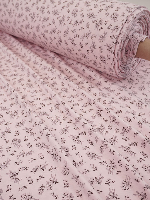 Трикотаж Кулир.гладь "Узелок нежности-серый букетик", ш.1.96м (0.98м*2, чулок), Пенье, хлопок-100%, 145гр/м.кв