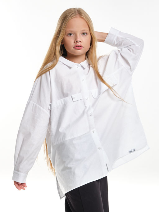 Рубашка для девочки подросткам школьная форма оверсайз UD 7953 белый - Mini maxi фото 2
