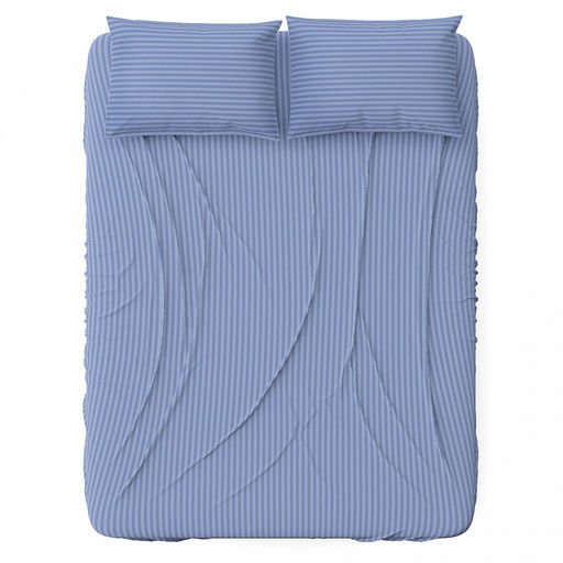 Простыня 2-х спальная на резинке "Ночной Питер" 140х200см, свесы 28см, сатин "страйп" 1х1см 130г/м2, хлопок 100%, упаковка "классическая" ПВХ 28х41см, "Домашняя мода" (Россия)