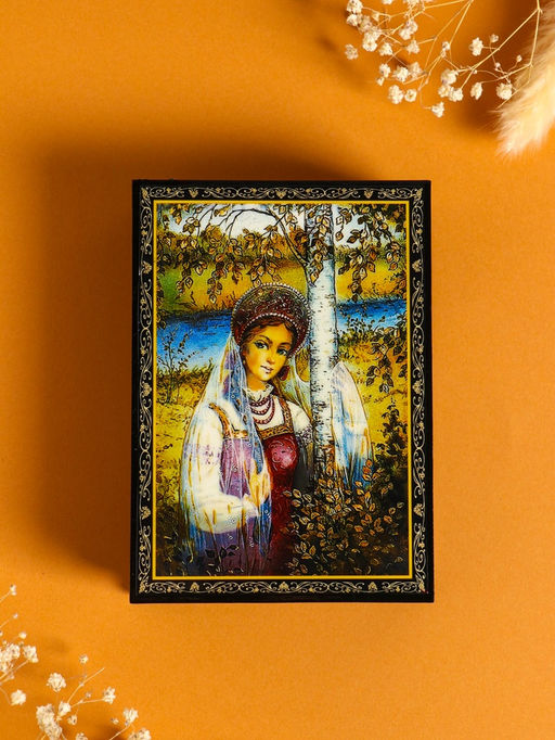 Шкатулка для украшений Русская красавица, 10?14 см, лаковая миниатюра