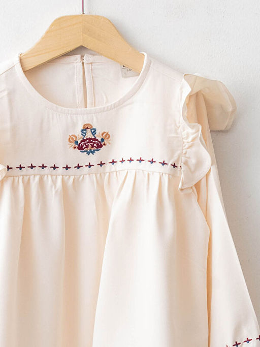 Bisiklet Yaka Nak??l? Uzun Kollu Viskon K?z ?ocuk Bluz - Waikiki фото 3