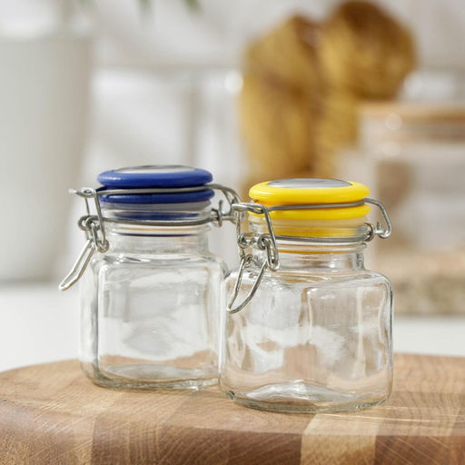 Банка стеклянная для хранения сыпучих продуктов «Прима», 100 мл, 7,5×5×8 см, с бугельным замком, цвет МИКС