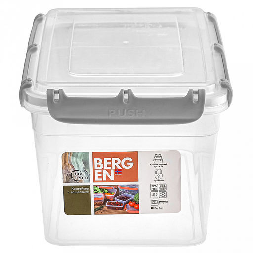 "Bergen" Контейнер для продуктов пластмассовый 4,5л, 25,8х17,9х15см, с защелками, пепельный жемчуг, подходит для СВЧ (Россия)