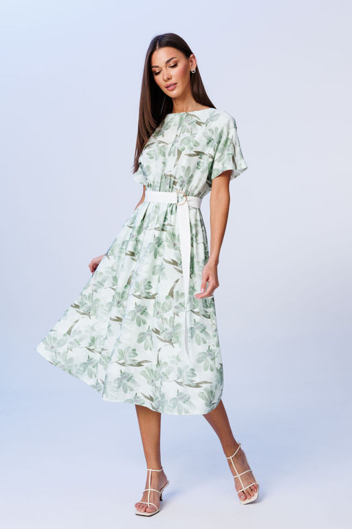 Платье Lars Style 1074 мятно-молочный принт