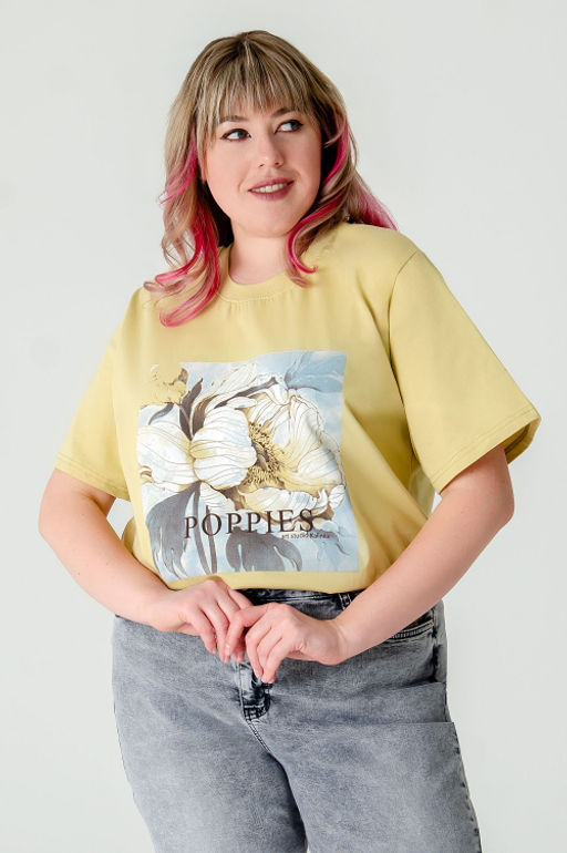 Арт. 3-1154 Футболка женская 50-58 (5 шт) Цвет:горчичный - Калинка фото 15