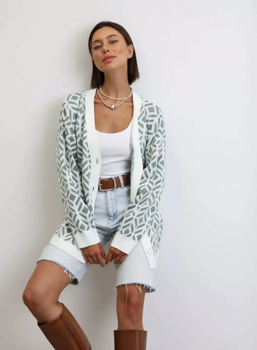 K13407 Кардиган (вязаный трикотаж) МЯТНЫЙ