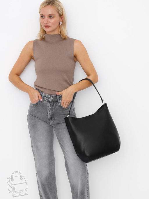 Сумка женская кожаная 1020M black Polina&Eiterou