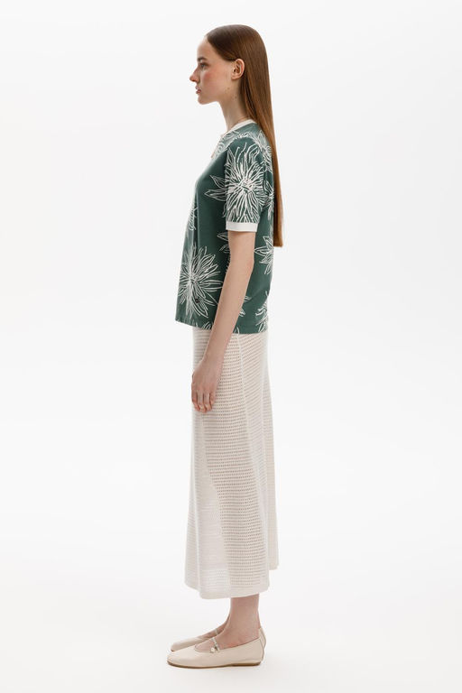 ЕВТ 3220/зеленый,крупные астры фуфайка жен