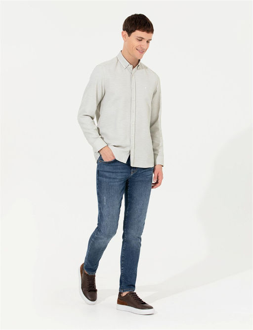 Haki Slim Fit Uzun Kollu G_mlek - Pierre cardin фото 3