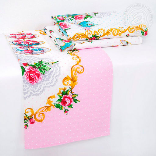 Полотенце кухонное рогожка 48х62см "Французский завтрак", 171г/м2, хлопок 100%, комплект 3шт, "Домашняя мода" (Россия)