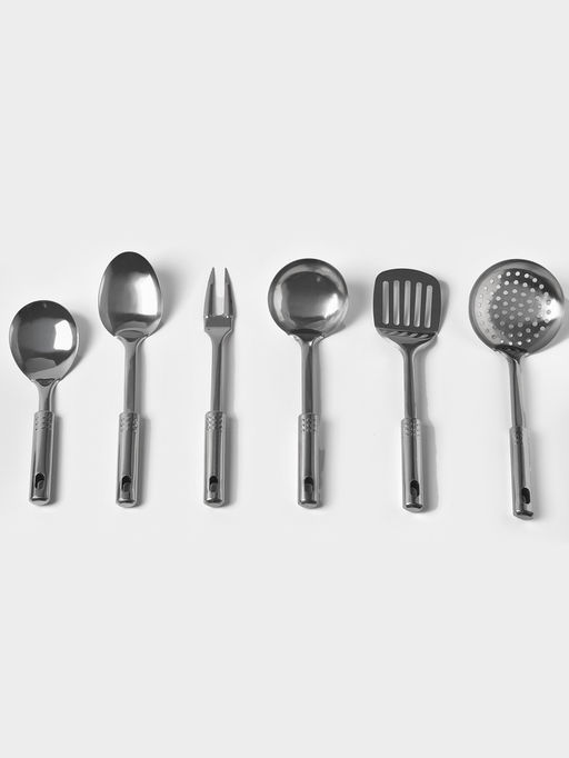 Набор кухонных принадлежностей «Стандарт», 6 предметов, на подвесе, цвет серебристый