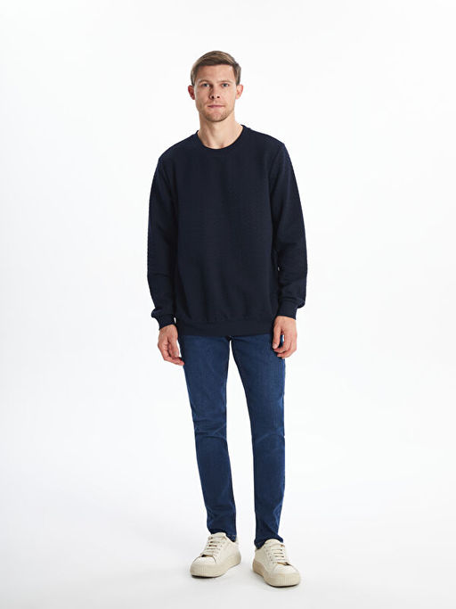 Bisiklet Yaka Uzun Kollu Erkek Sweatshirt
