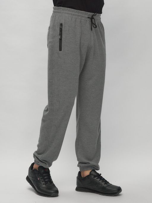 Брюки джоггеры спортивные трикотажные мужские серого цвета 001Sr