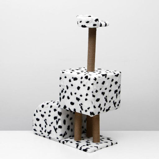 Домик для кошек с когтеточкой Двухуровневый, 72 х 37 х 110 см, джут, далматинец - Пижон фото 3