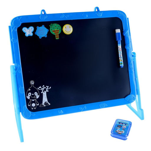 Доска магнитная двухсторонняя, под маркер и мел на подставках (мел, маркер, магниты), МИКС