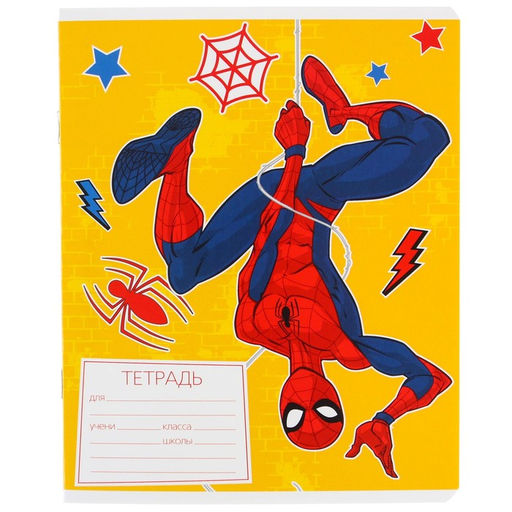 Цена за 10 шт. Тетрадь 12 листов, линейка, Человек-паук 5 видов МИКС - Marvel фото 22