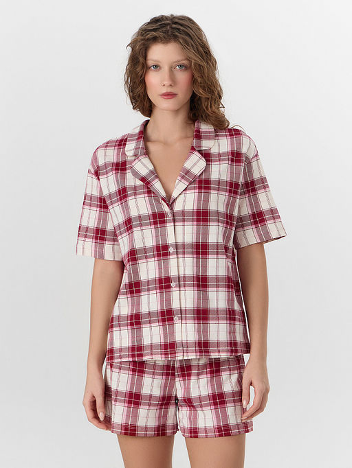 Комплект домашний женский бежевый в клетку - Mark formelle фото 3