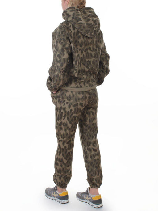 868-6 GREEN/LEOPARD Костюм спортивный зимний женский (95% хлопок, 5% полиэстер)