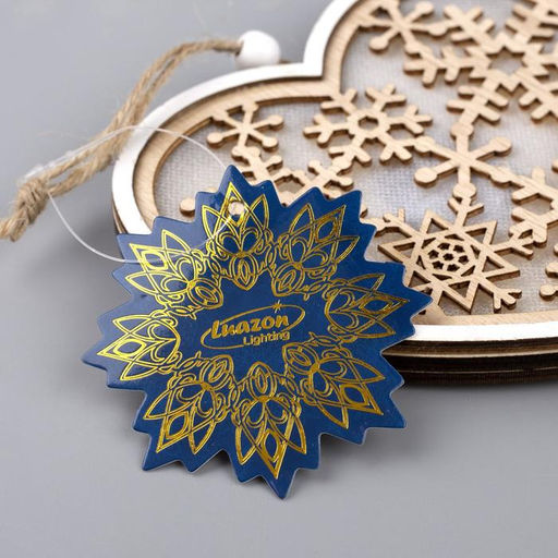 Ёлочная игрушка Сердце в снежинках, 13х13х1 см, 3 LED, от батареек, свечение тёплое белое - Luazon lighting фото 4