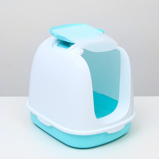 Туалет закрытый с совком, 47 х 40 х 39 см, бело-голубой - Пижон фото 6