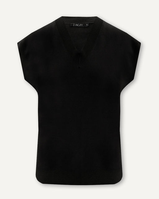 Черный жилет с V-вырезом - Incity фото 2