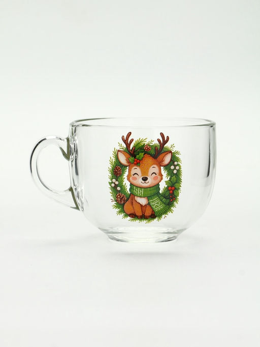 Кружка стеклянная новогодняя Оленёнок, 500 мл