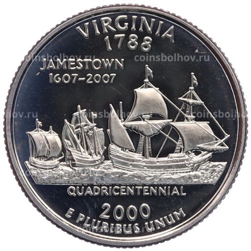 1/4 доллара (25 центов) 2000 года S США Штаты и территории Вирджиния