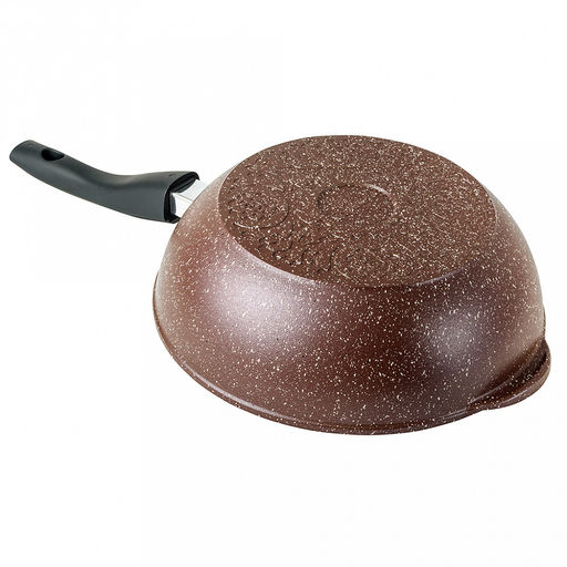 Сотейник с антипригарным покрытием д28см "Шоколад", h8,2см, s0,4см, съемная ручка из термостойкого пластика, стеклянная крышка с пароотводом, подарочная упаковка (Россия)