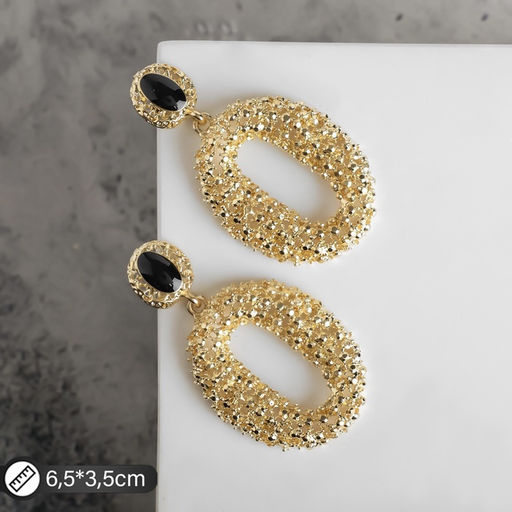 Серьги ассорти «Море», овал, чёрные в золоте