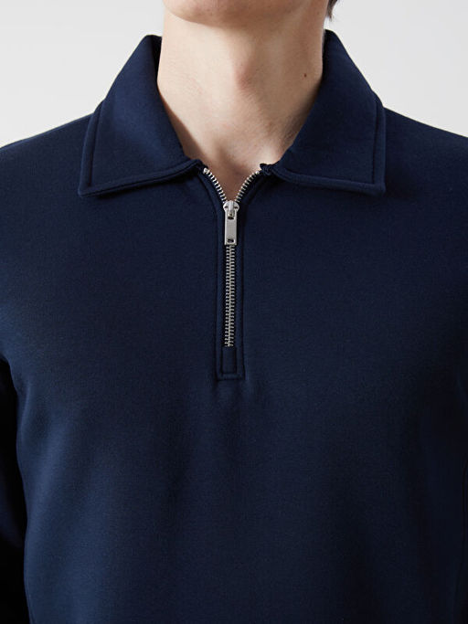 Polo Yaka Uzun Kollu Erkek Sweatshirt