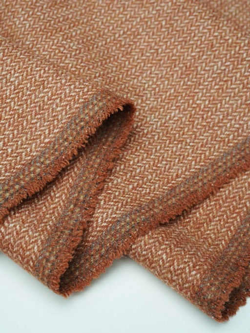 Шерсть пальтово-костюмная Твид Мелкая елочка цв.терракотово-бежевый, ш.1.5м, шерсть-40%, п/э-60% - Купава фото 11