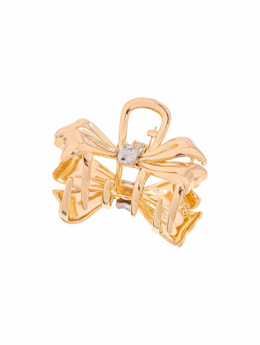 Цена за 6 шт. Крабик для волос «Хизер», бант галант, 4.5 см, золото