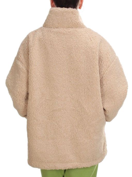 2568 BEIGE Кофта плюшевая женская Тедди на синтепоне (50 гр. синтепон)