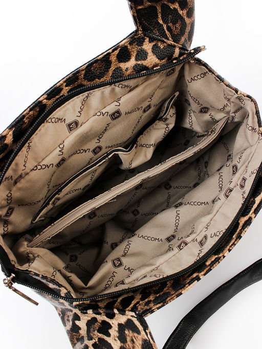 LACCOMA сумка Валери-HL040-леопард  темно-коричневый/черный эко кожа хлопок  фото 6