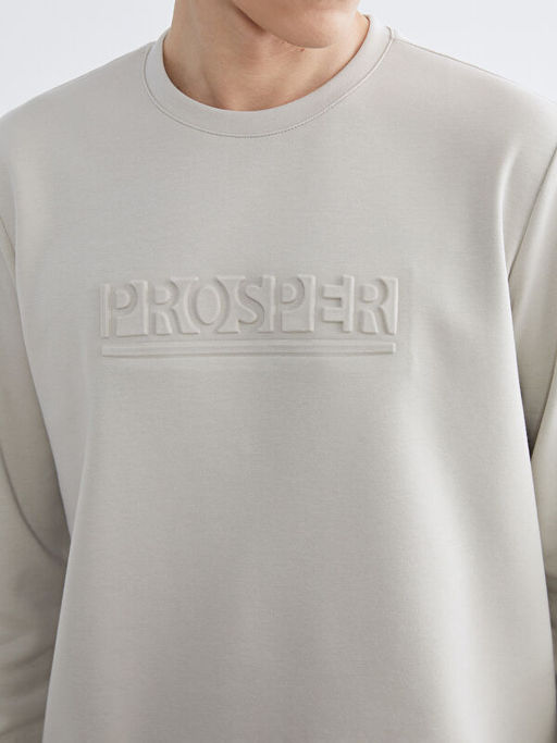 Bisiklet Yaka Bask?l? Erkek Sweatshirt