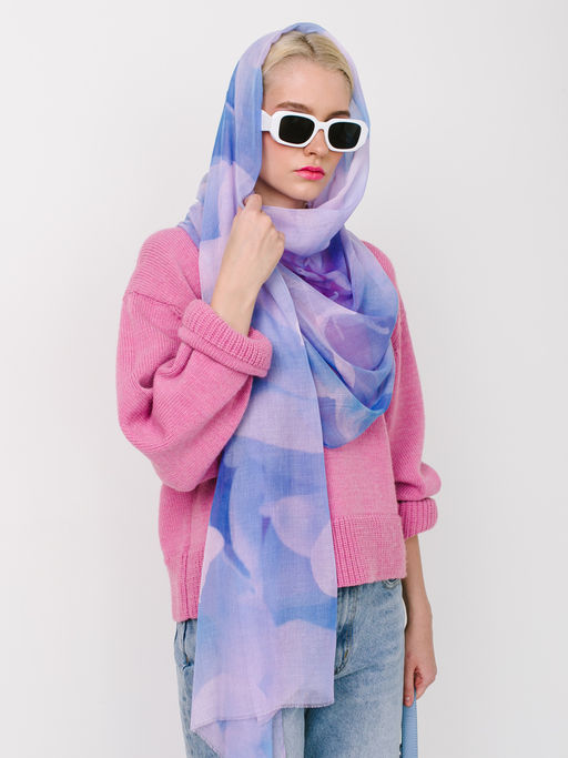 Большой, мягкий, тонкий и очень нежный двусторонний палантин с рисунком в стиле арт-деко - Tantino фото 7