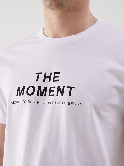 Bisiklet Yaka K?sa Kollu Bask?l? Penye Erkek Ti??rt