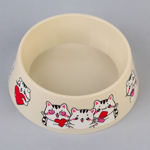 Цена за 2 шт. Миска пластиковая «Милые котята», бежевая, 300 мл