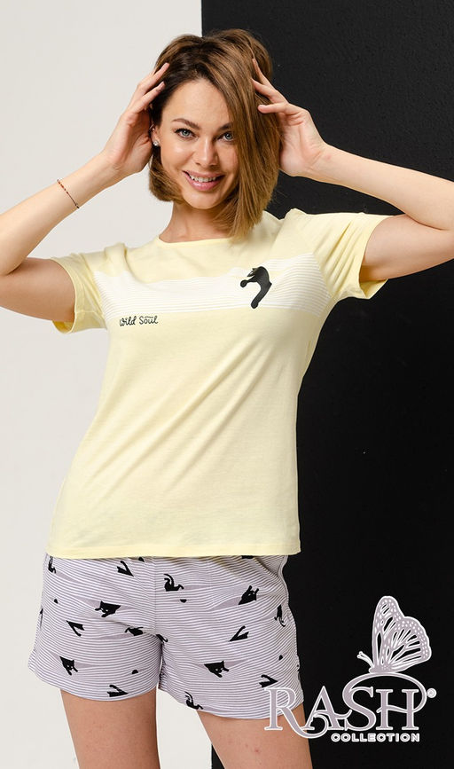 Пижама "Cats" short желтая Цвет:Желтый