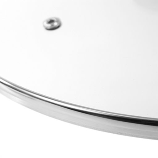 "ДМ" Крышка стеклянная д20см h6см, жаропрочное стекло, ободок из нержавеющей стали, пароотвод, пластиковая ручка-кнопка (Китай)