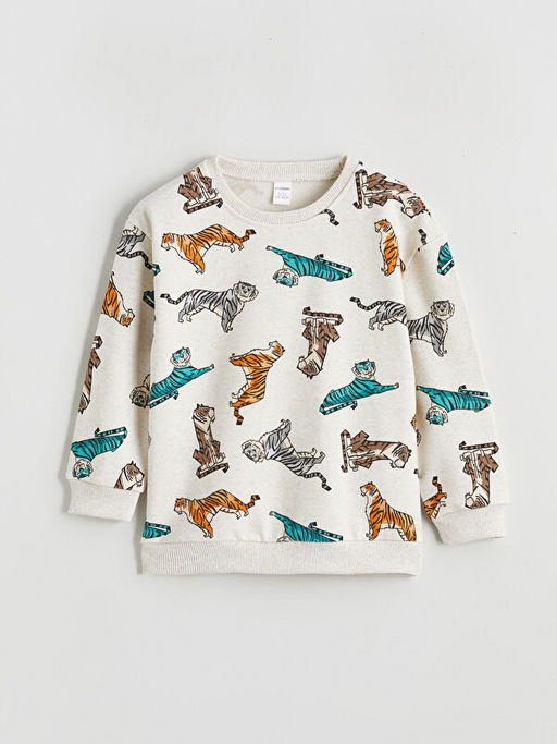 Kaplan Bask?l? Erkek ?ocuk Kal?n Sweatshirt 2li