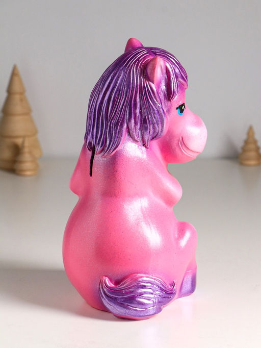 Копилка для денег Лошадь с сердцем, гипс, 24 см, розовый