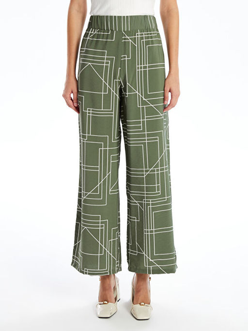 Beli Lastikli Desenli Geni? Pa?a Kad?n Pantolon