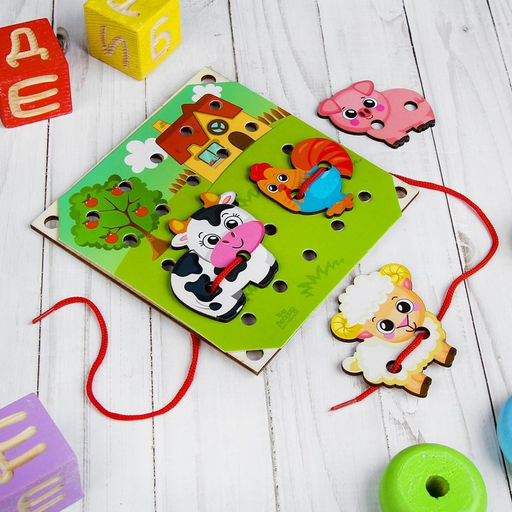 Деревянная игрушка-шнуровка Ферма - Лесная мастерская фото 4