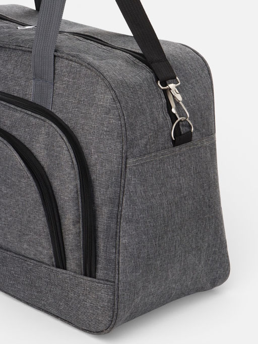 Сумка дорожная, 2 кармана, длинный ремень, 53×23×34 см, серая