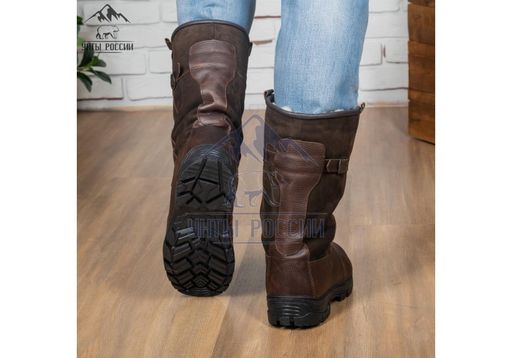 Сапоги Монголки натуральная кожа высокие коричневые, литая подошва
