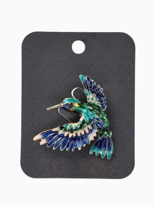 Брошь «Птица» колибри яркая, цветная в золоте